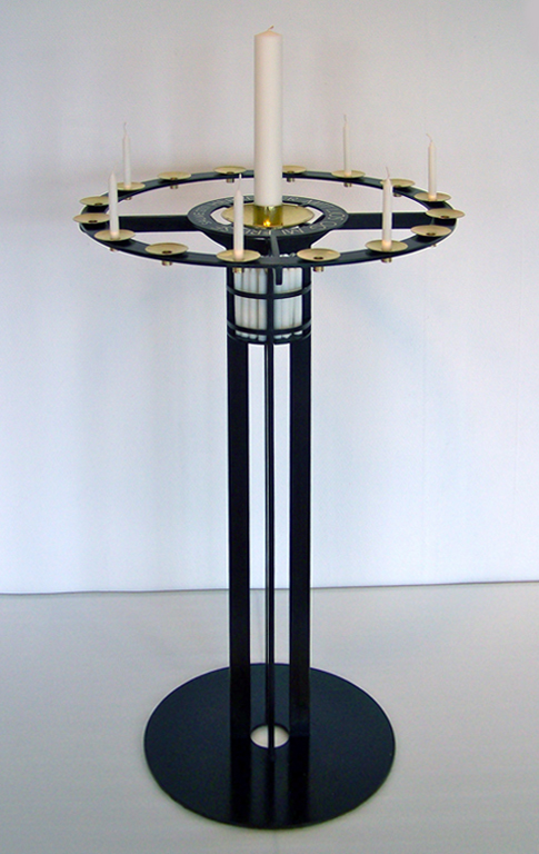 3. Volda sjukehuskapell - Lysestake, 2009, 90 x 50 cm, hamra massing og oljebrent stål med innlagt sølvtråd