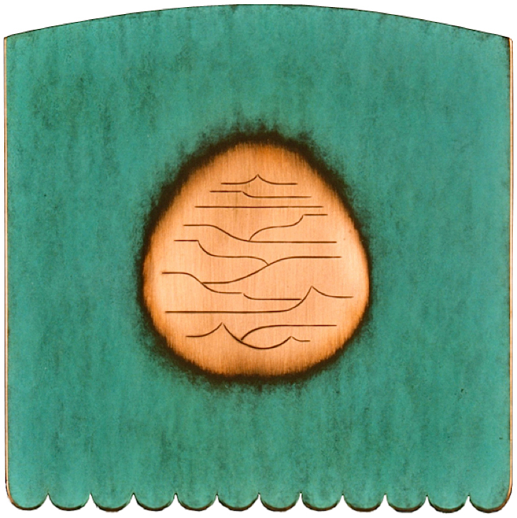 9.Landskap, 1999, 19 x 19 x 1 cm, gravert og patinert kopar